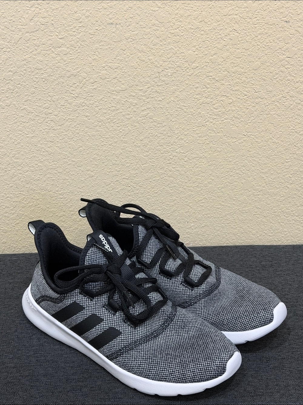 New Adidas Black and Gray Knit Running Sneakers